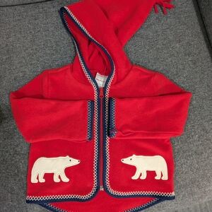 Hanna Andersson Red Hooded Jacket with Polar Bear Design